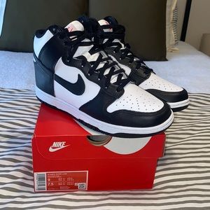 nike panda high dunks - women’s